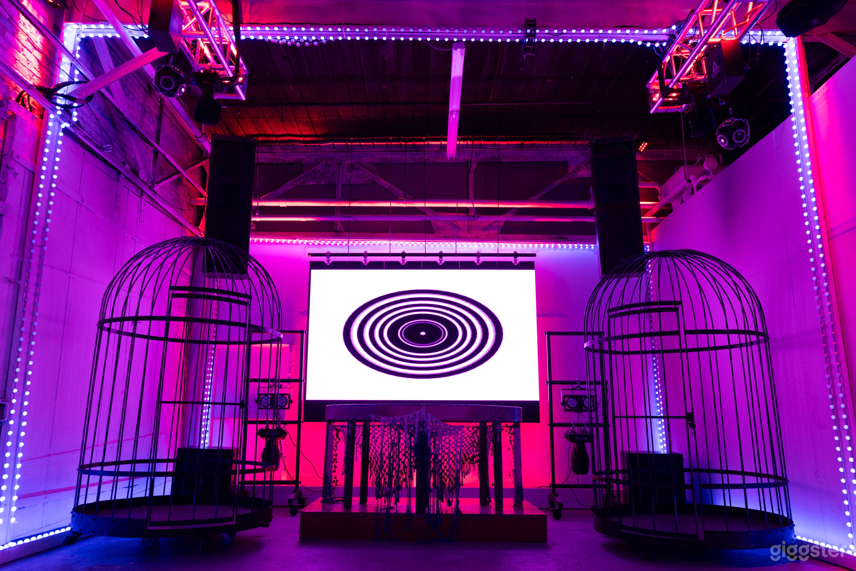 Gogo Cage's and LED Wall Available to rent for additional costs. 