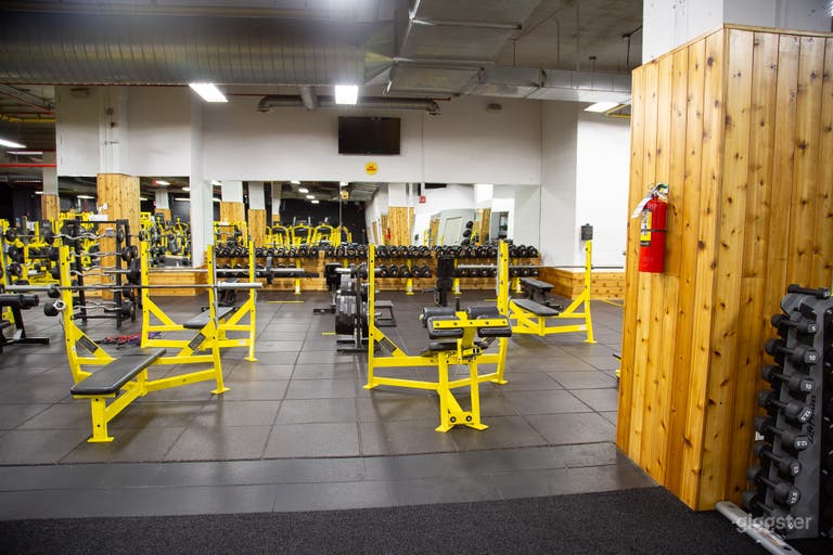  Benches, full dumbbell collection, mirrored walls 