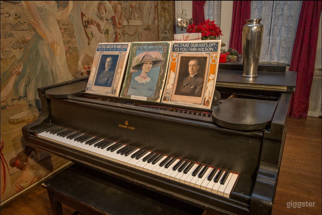 Vintage Library w/ Grand Piano Photo 4