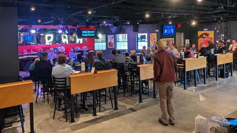  Welcoming space with local art, AV equipment, and full bar. 