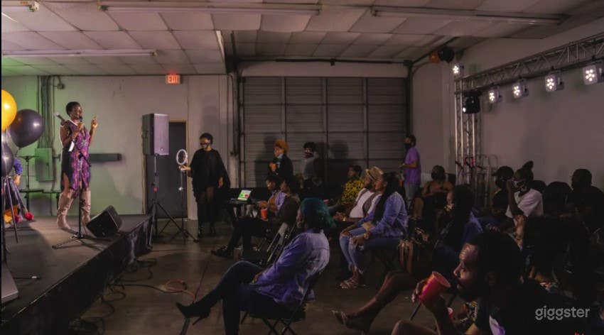 Creative Rehearsal Studio with Stage &amp; Carpeted Floor Photo 1