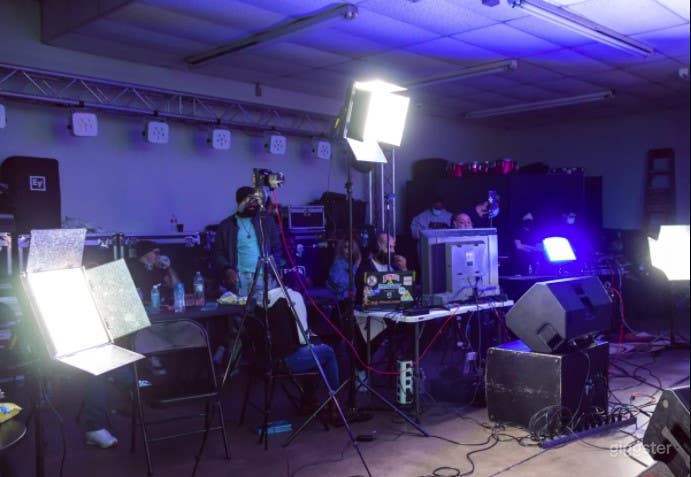 Creative Rehearsal Studio with Stage &amp; Carpeted Floor Photo 3