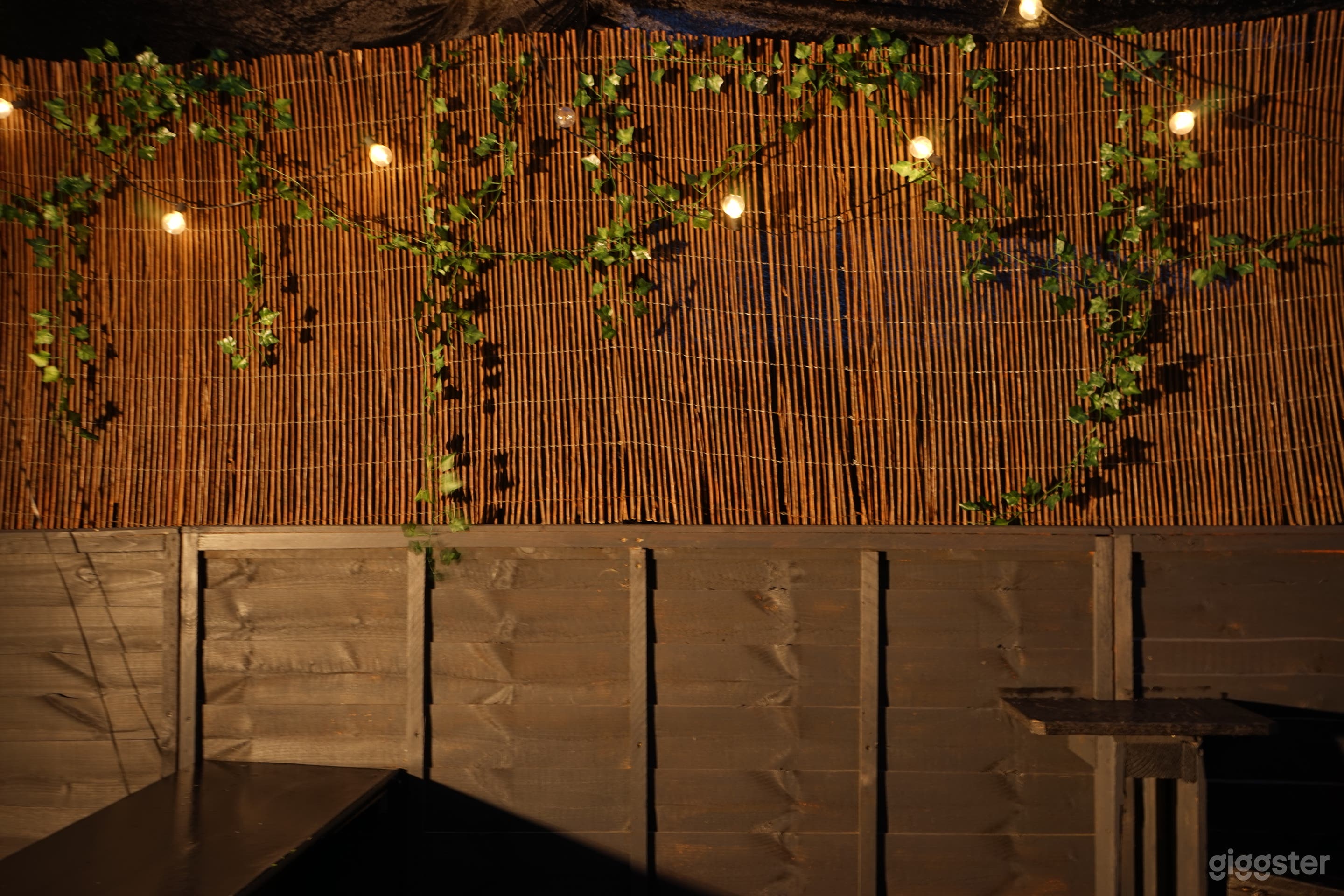 The background of our outdoor bar area before entering the studio.