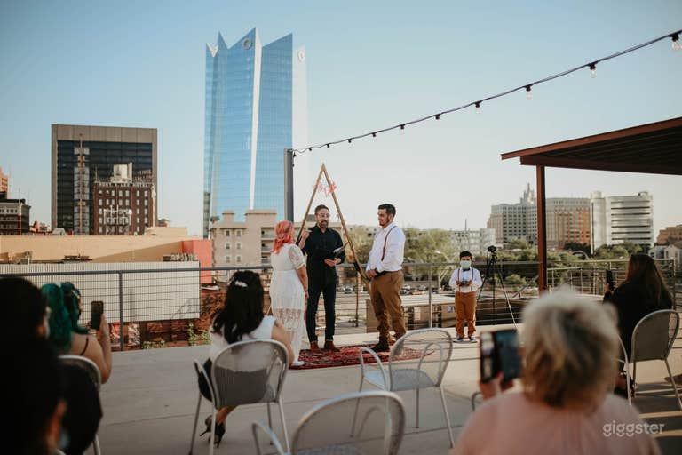  Wedding on the Artpace Rooftop showing off our fantastic city view.  