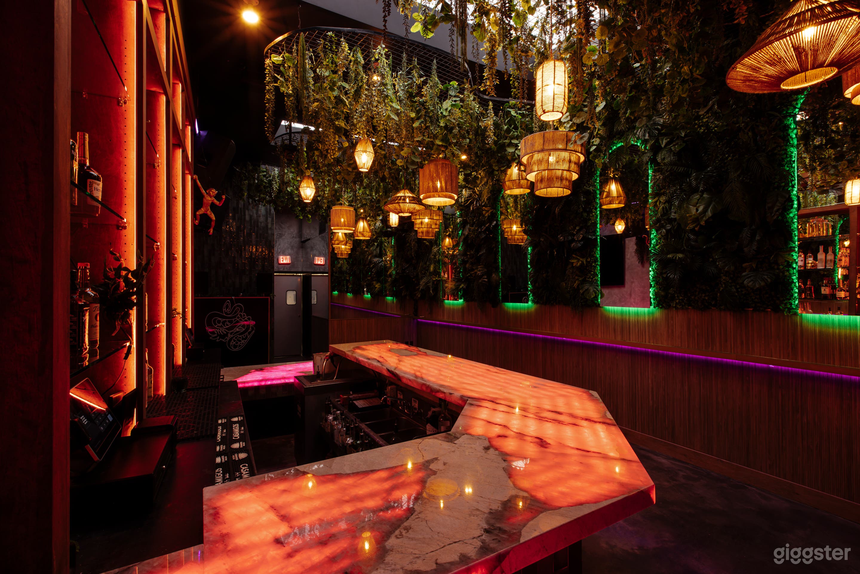 Empty Bar with color lights