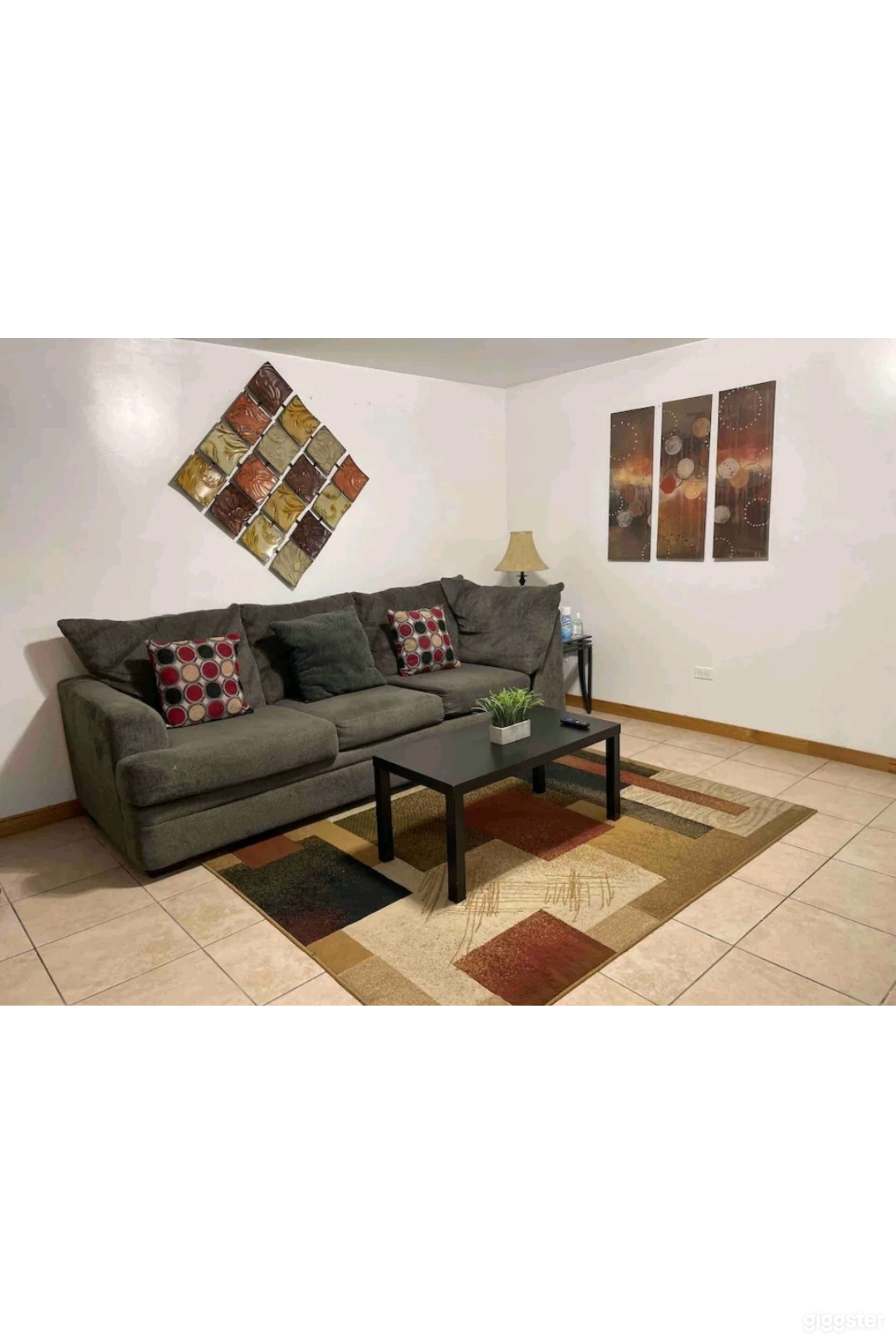 Living room with large tv