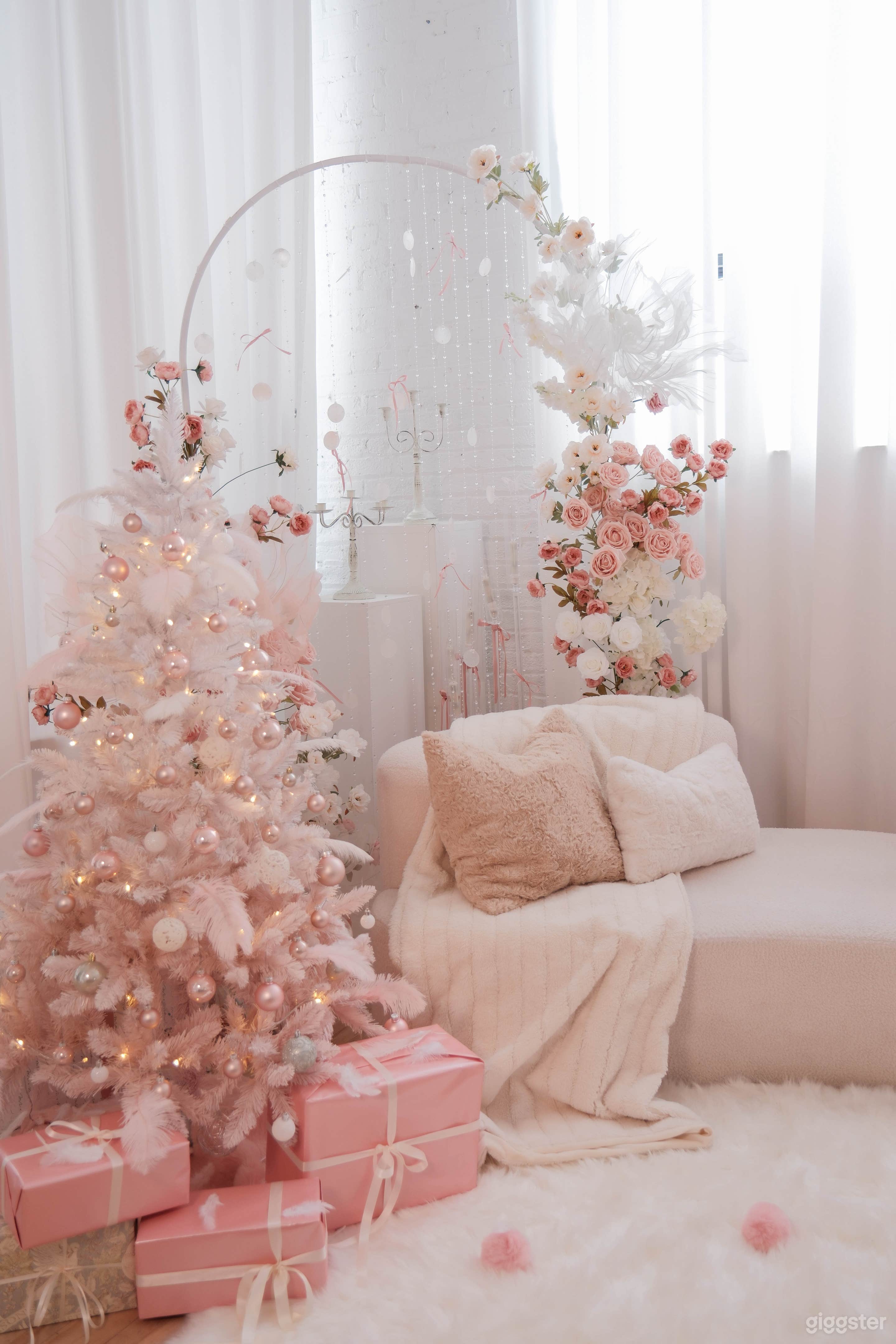 White and Pink Christmas Setting
Soft, cozy, and playful perfect for single, couple, or family photoshoots.