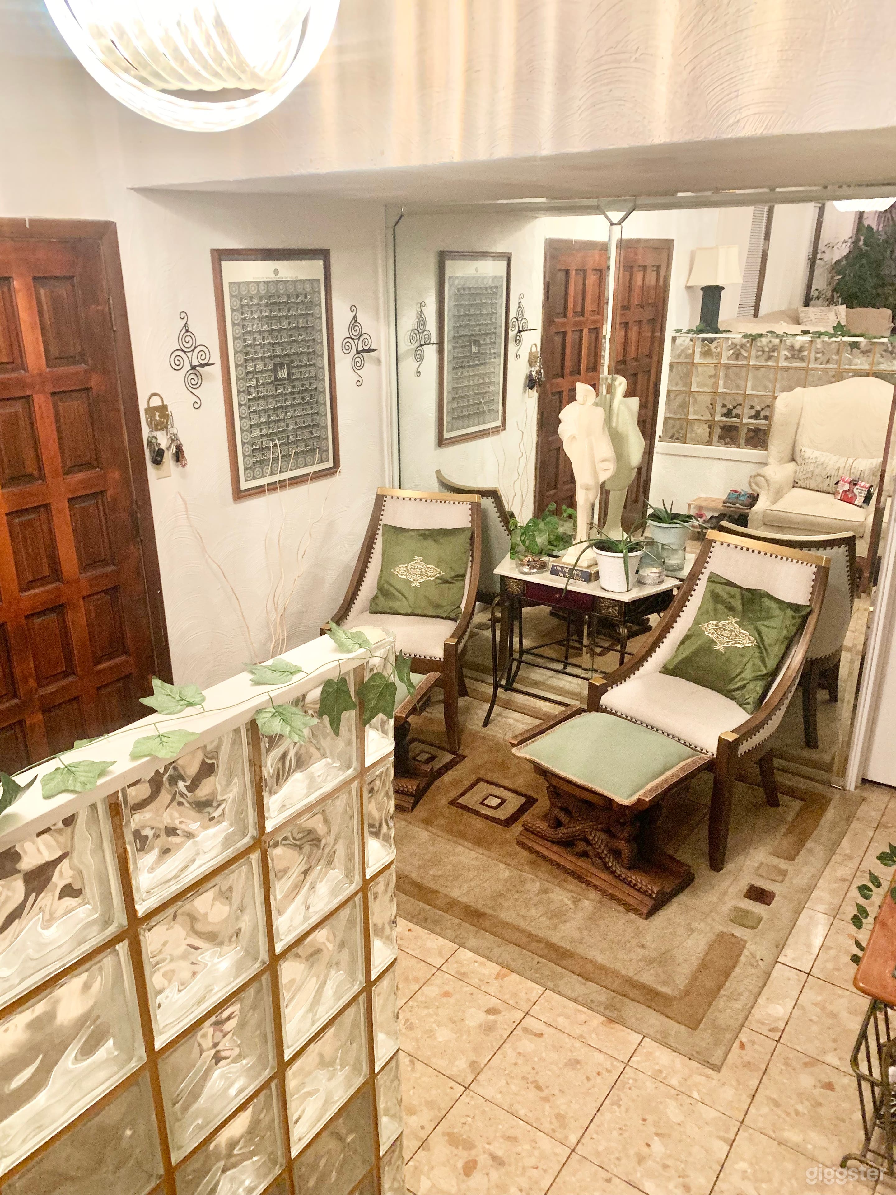 Foyer cathedral ceiling art display area