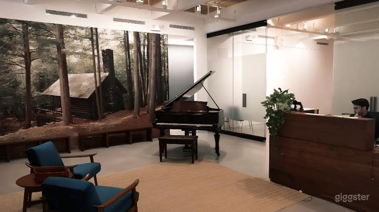  lobby with front desk and piano  