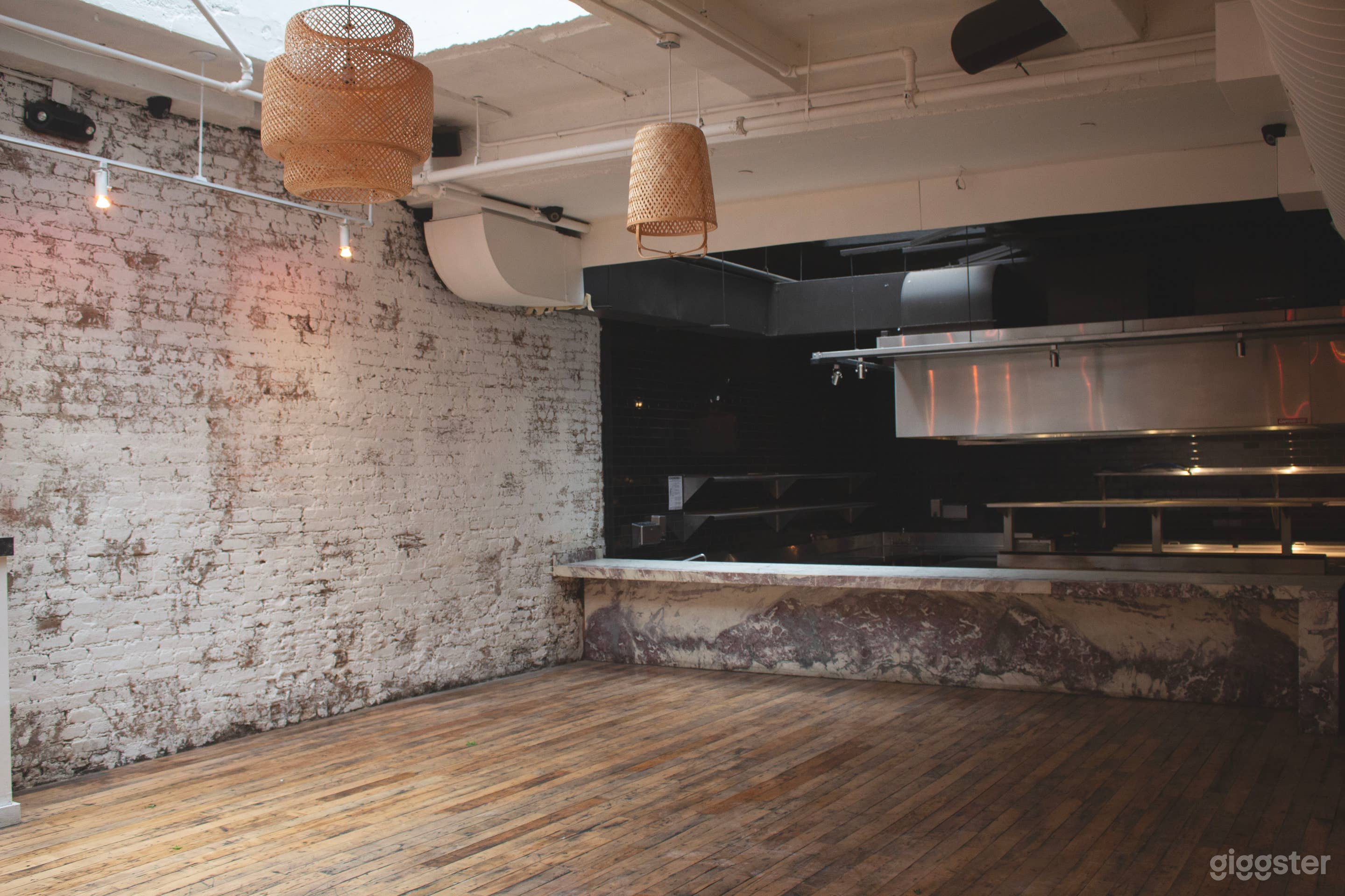 Open Industrial Kitchen with Seating 