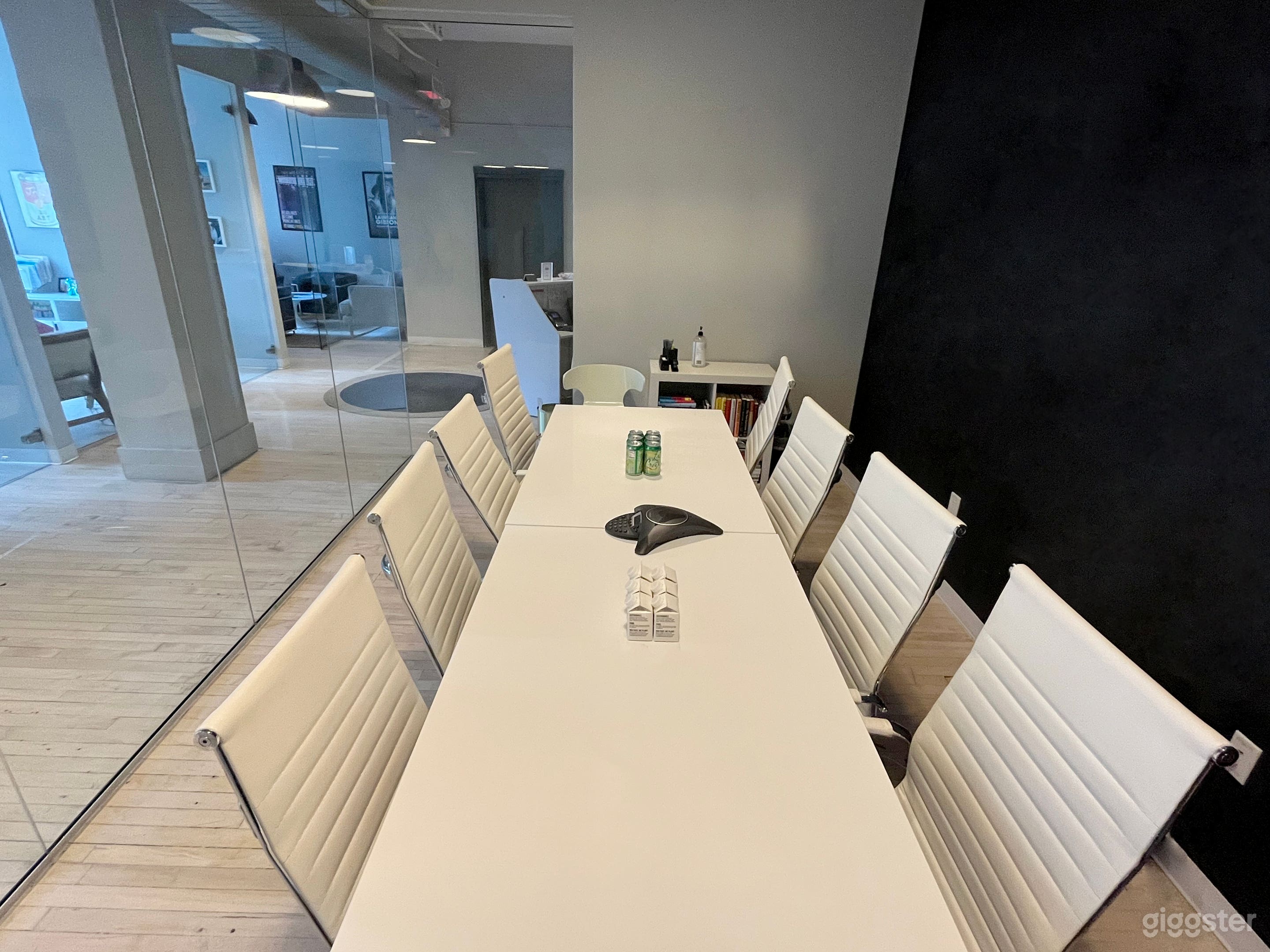 includes a large chalkboard wall and chalk for note taking