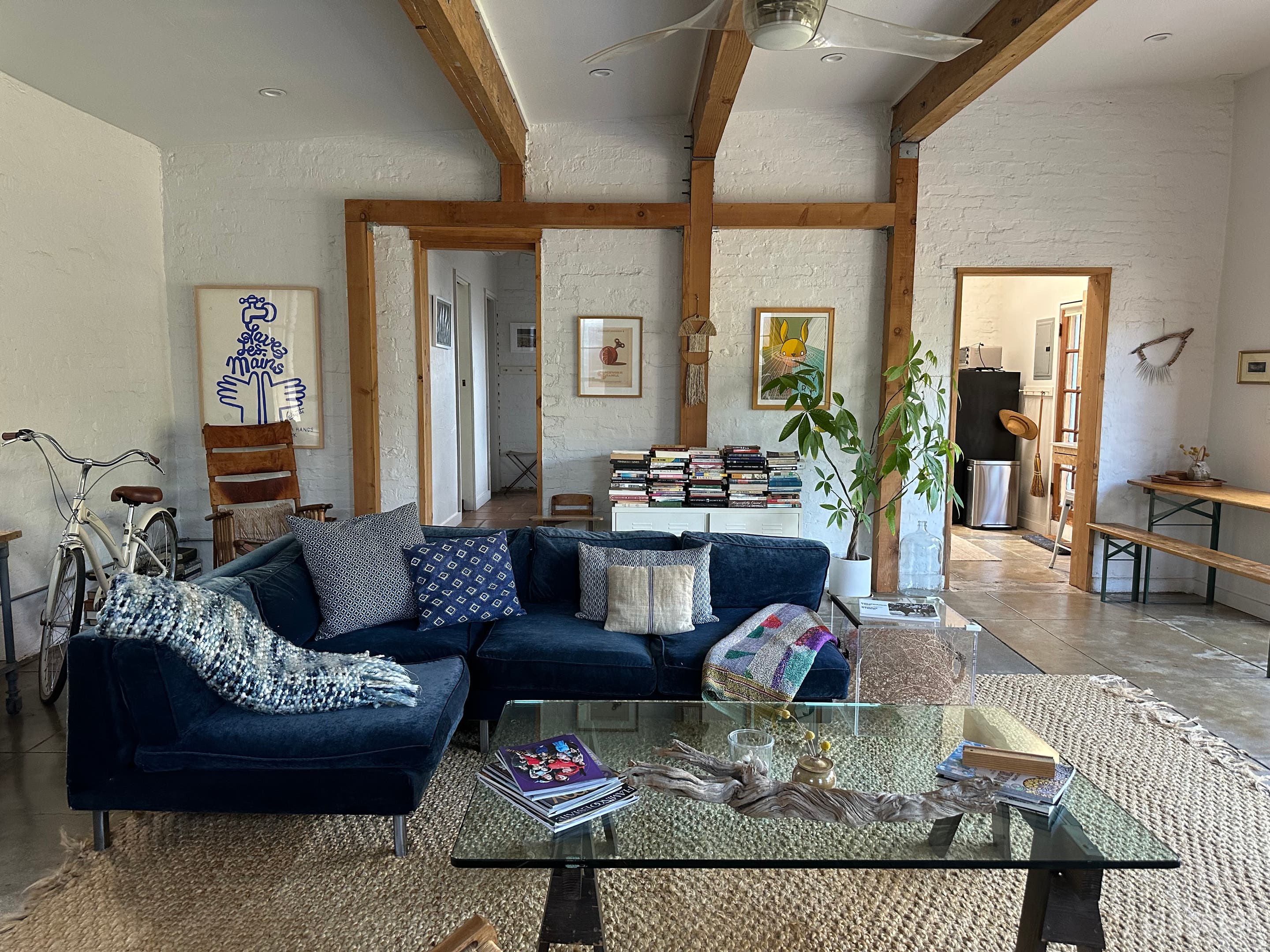 Large open floor plan feeling with spacious living room, kitchen, bedroom and bathroom