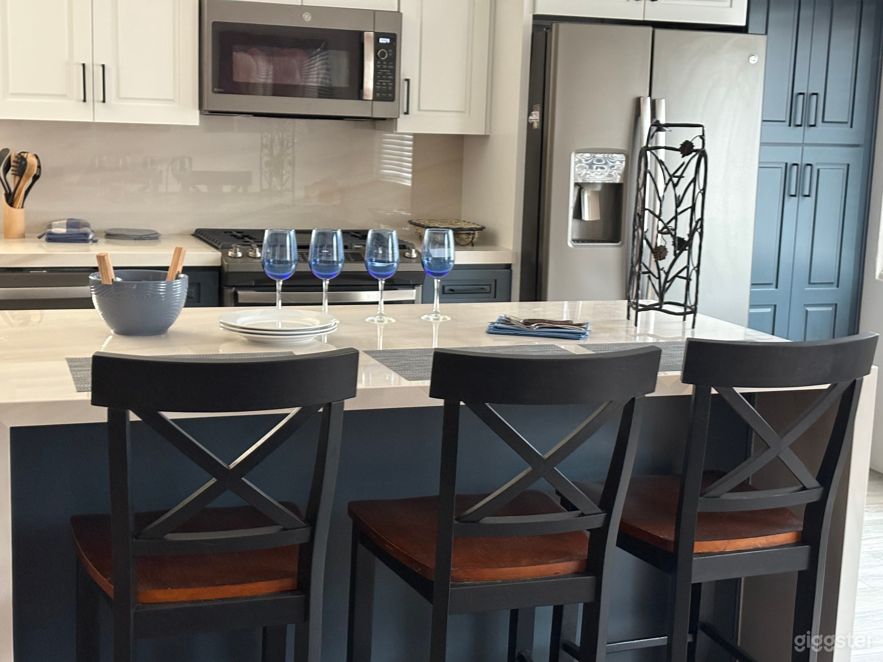 Light airy kitchen with new porcelain counter tops