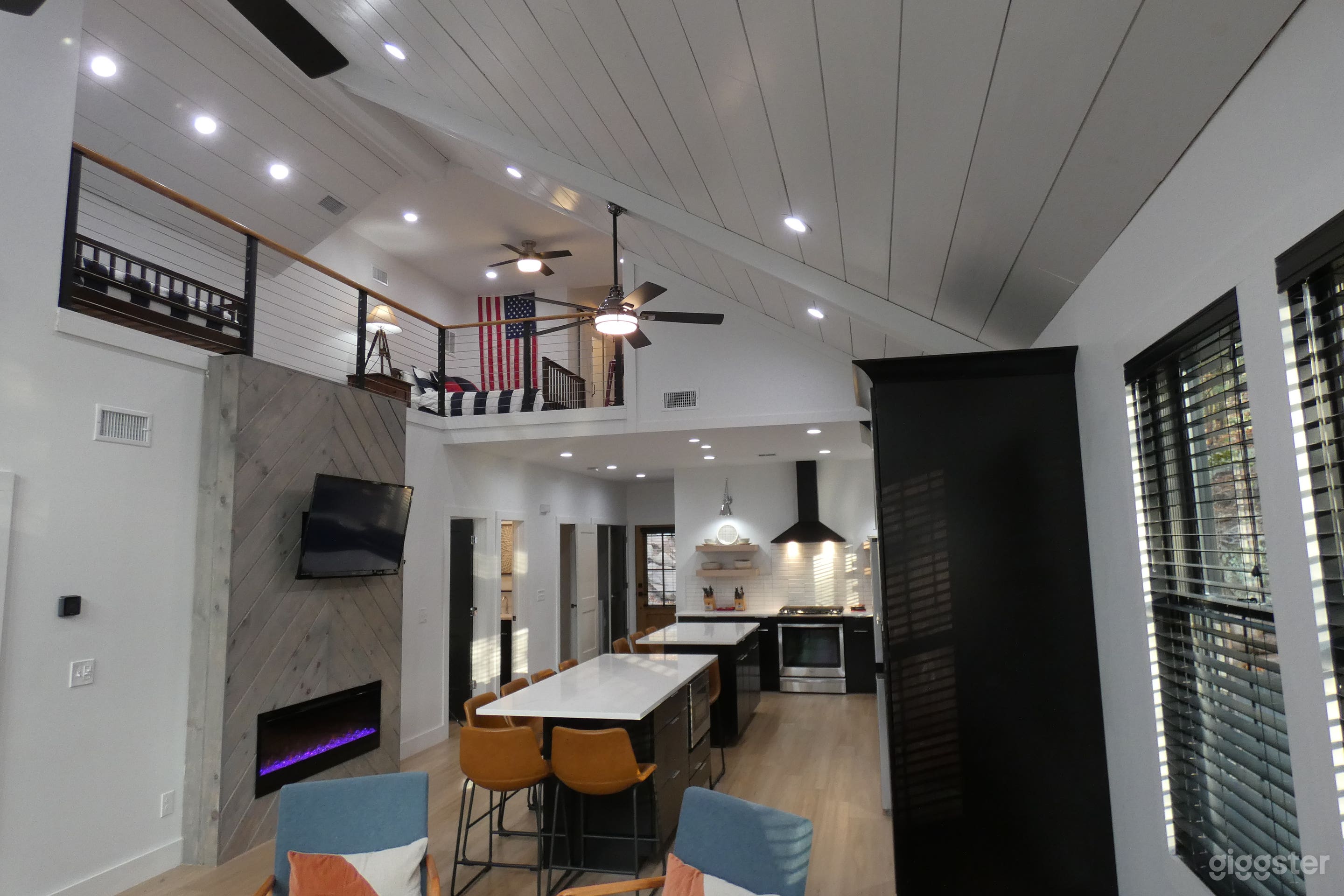 Loft area above the open concept living room