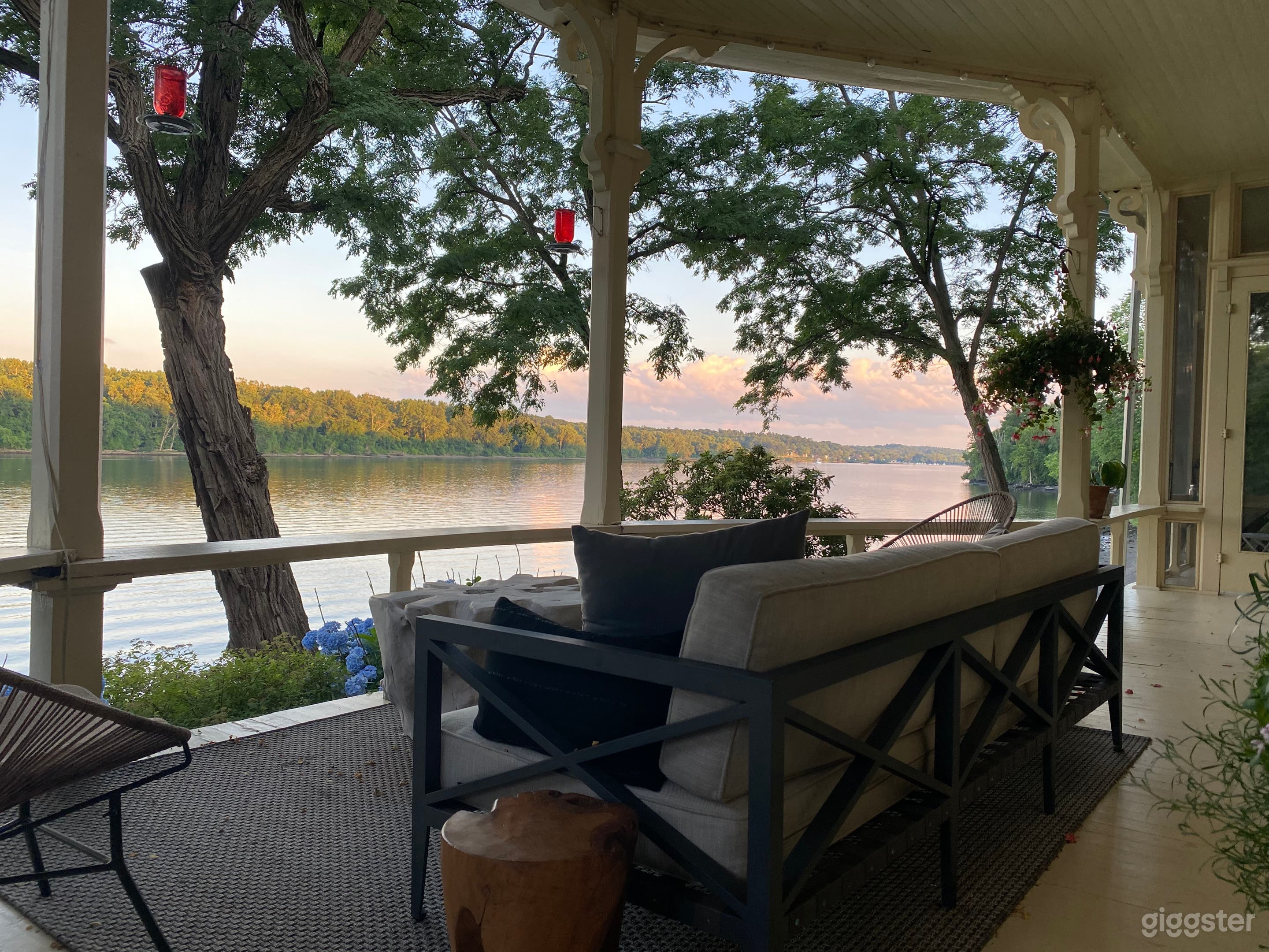 View log the Hudson River from the wood porch looking south. 