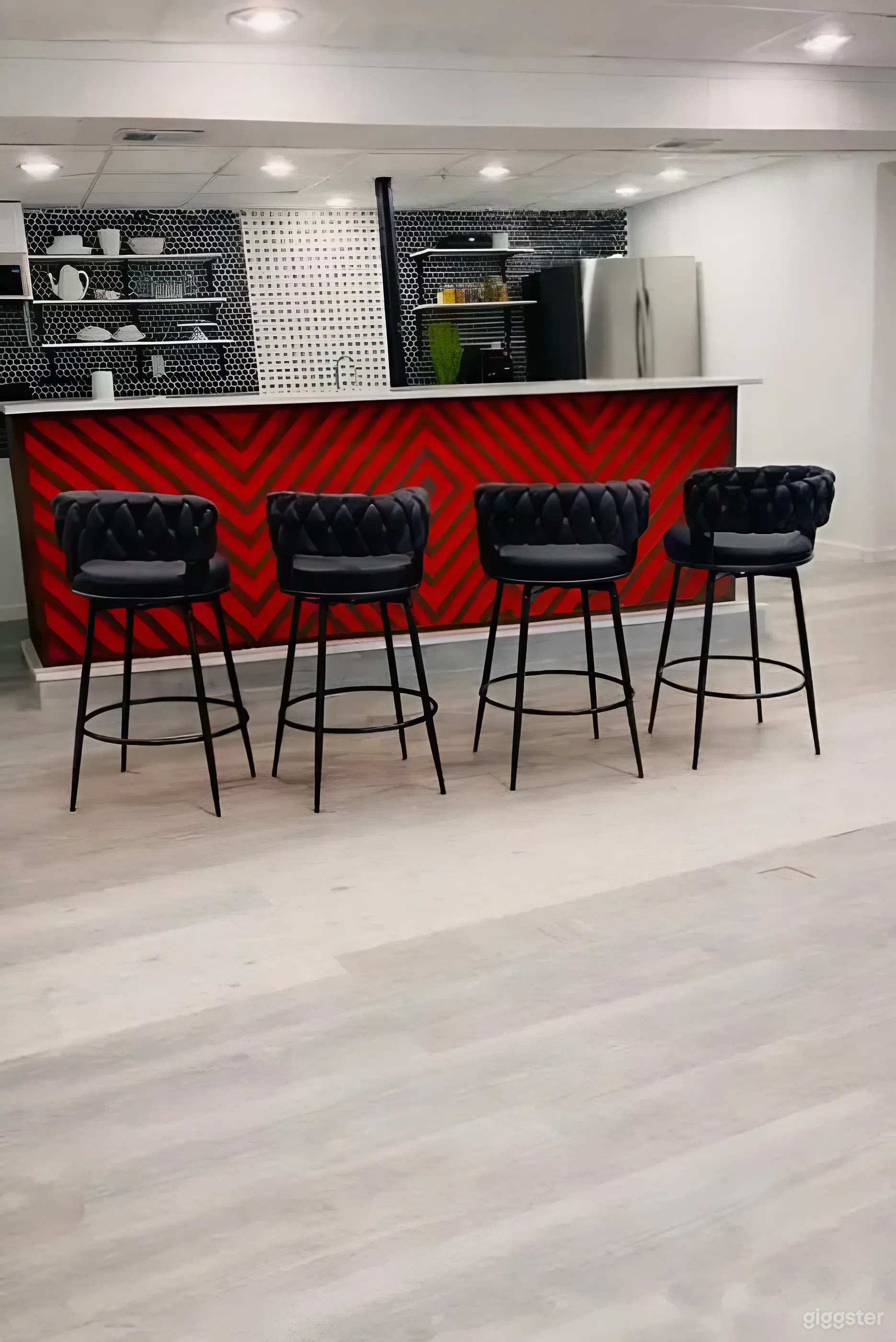 Bold Basement Film Studio with Iconic Bar Backdrop Photo 3