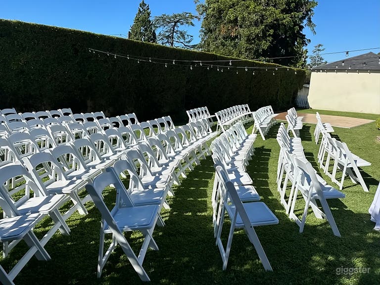  Lush Garden Backyard with Outdoor Fireplace 