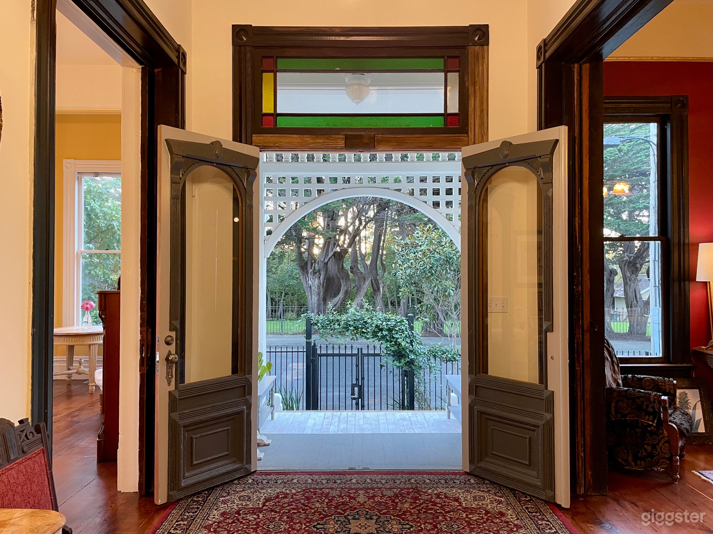 In the Front Entry chamber looking out the front door at the lovely Zanone park across the street.