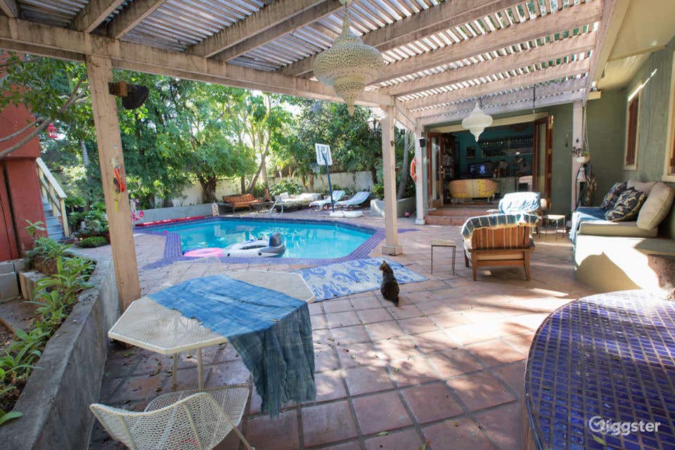 Lush Backyard Pool in a Bohemian Hollywood Hills Home Photo 2