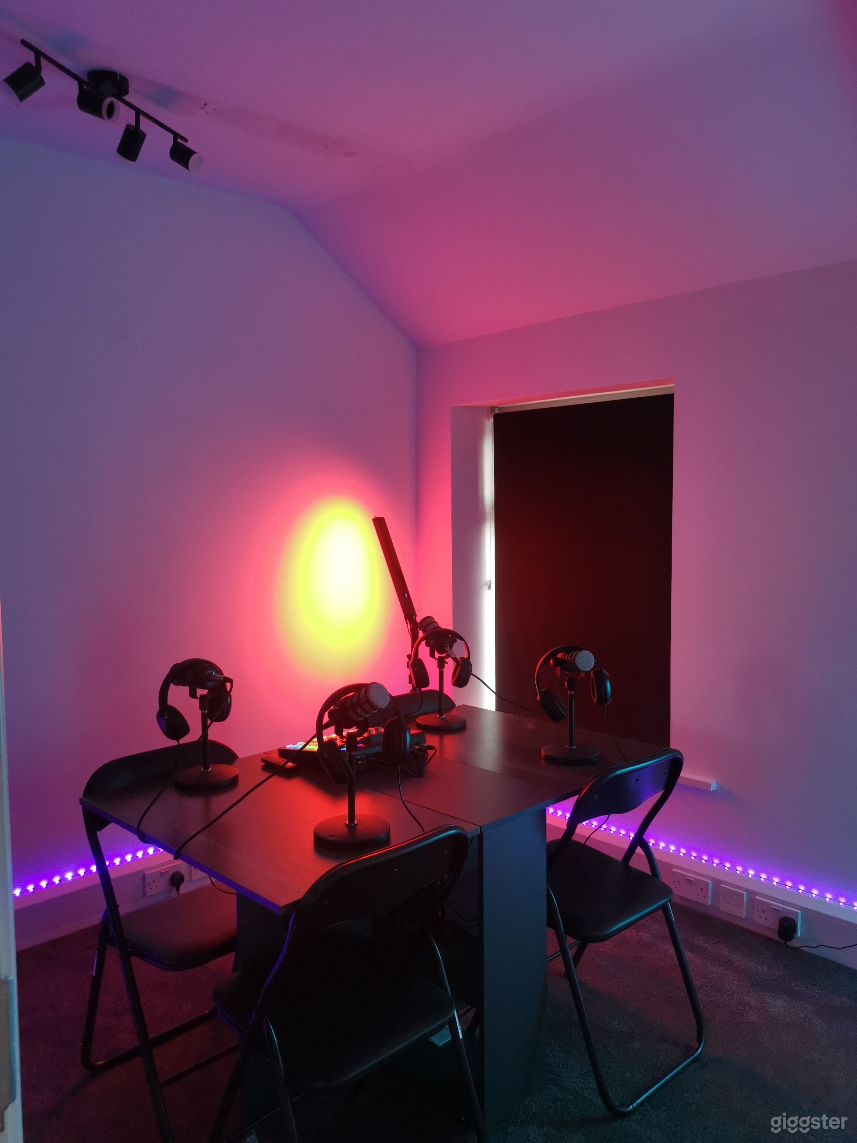 Lighting and tripods for clear shots and audio.