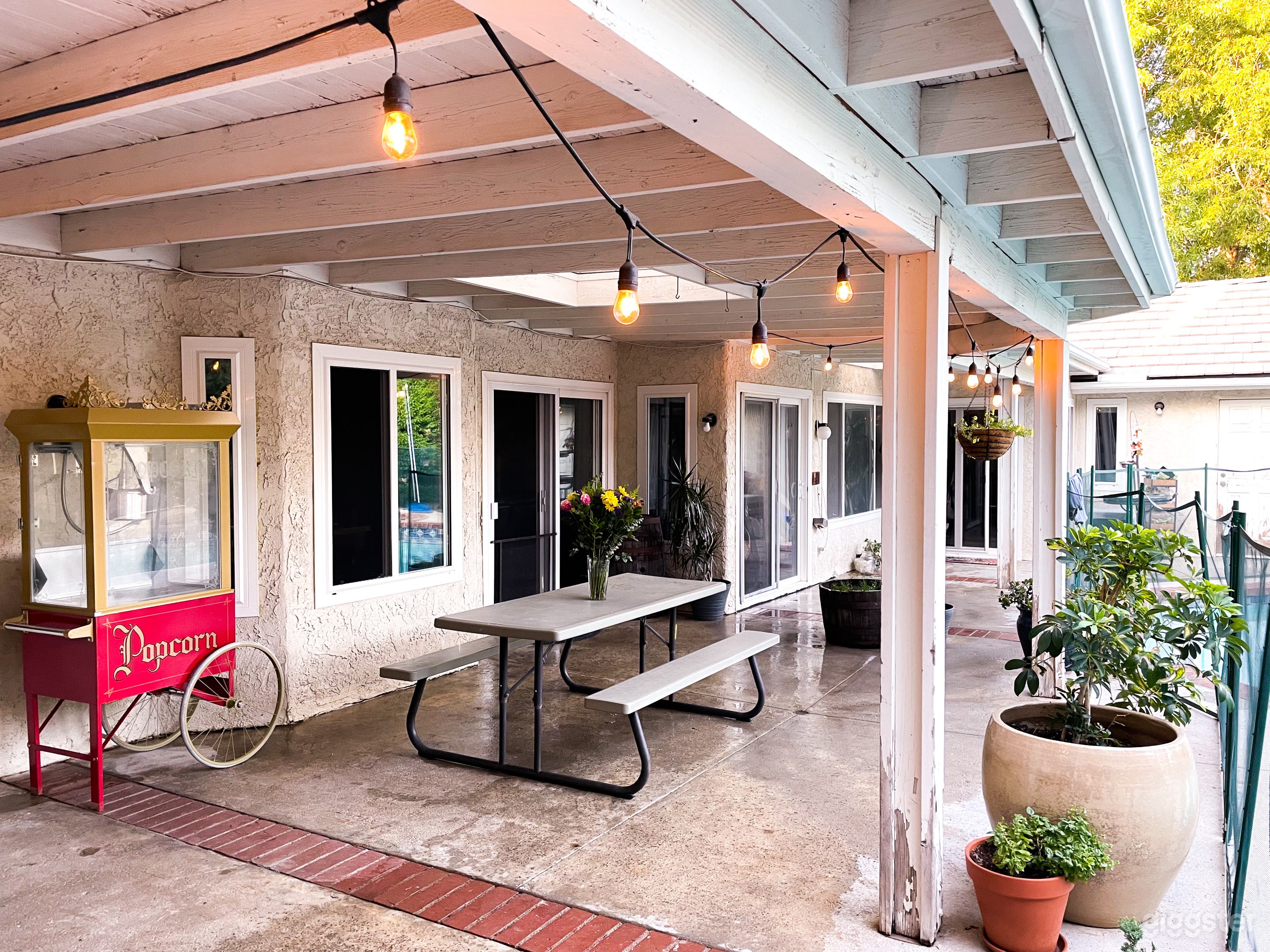 Sizable patio by the pool.