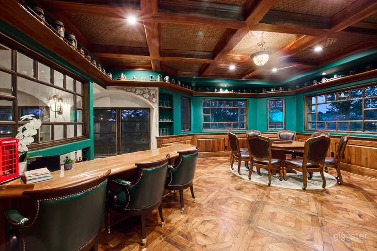  Old English Style Pub With Poker Table 