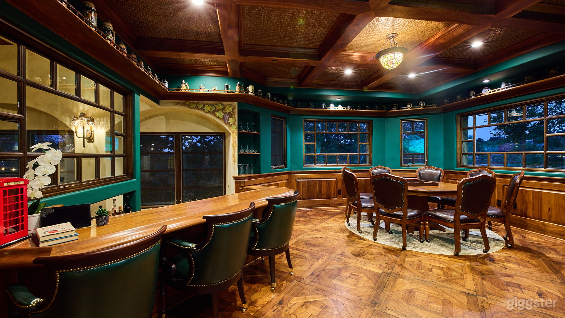 Old English Style Pub With Poker Table Photo 1