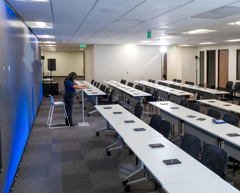  Modern Meeting Room with Massive LED Wall Display 
