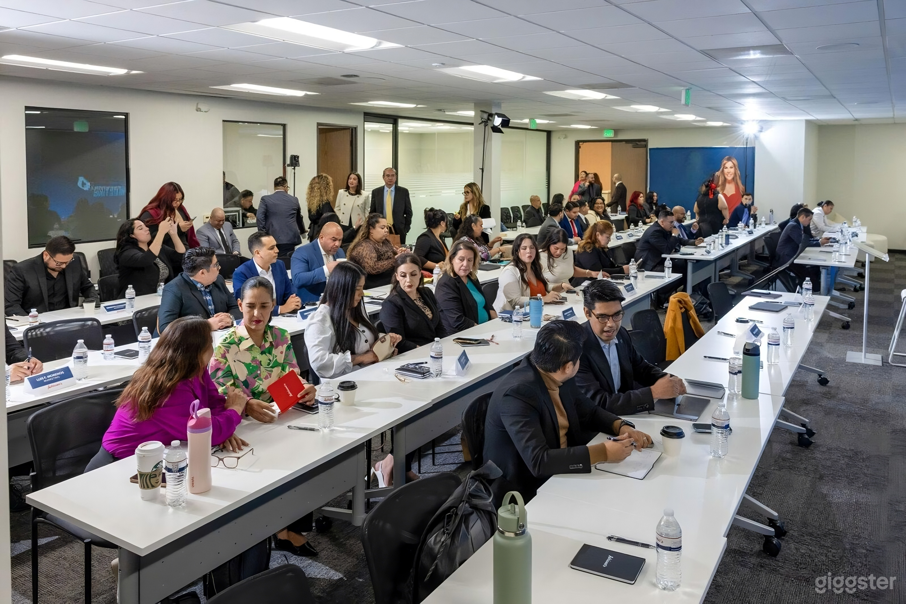 Modern Meeting Room with Massive LED Wall Display Photo 2