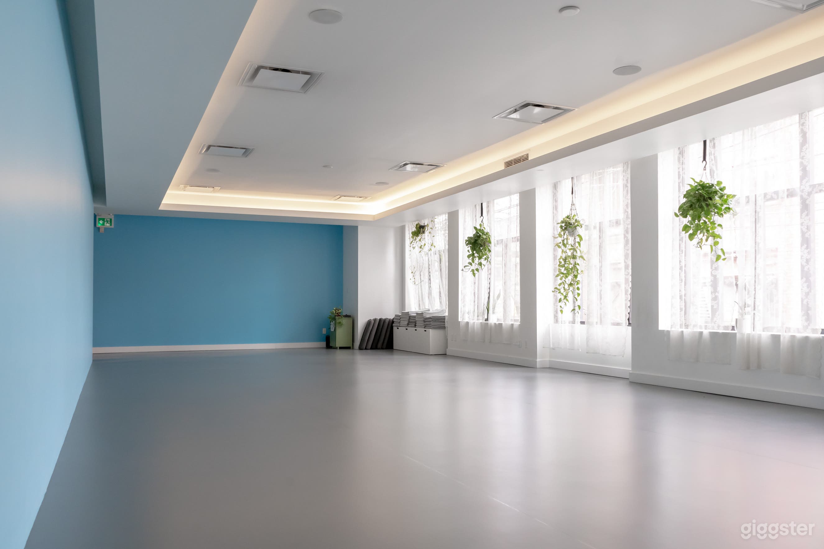 Beautiful bright practice space.