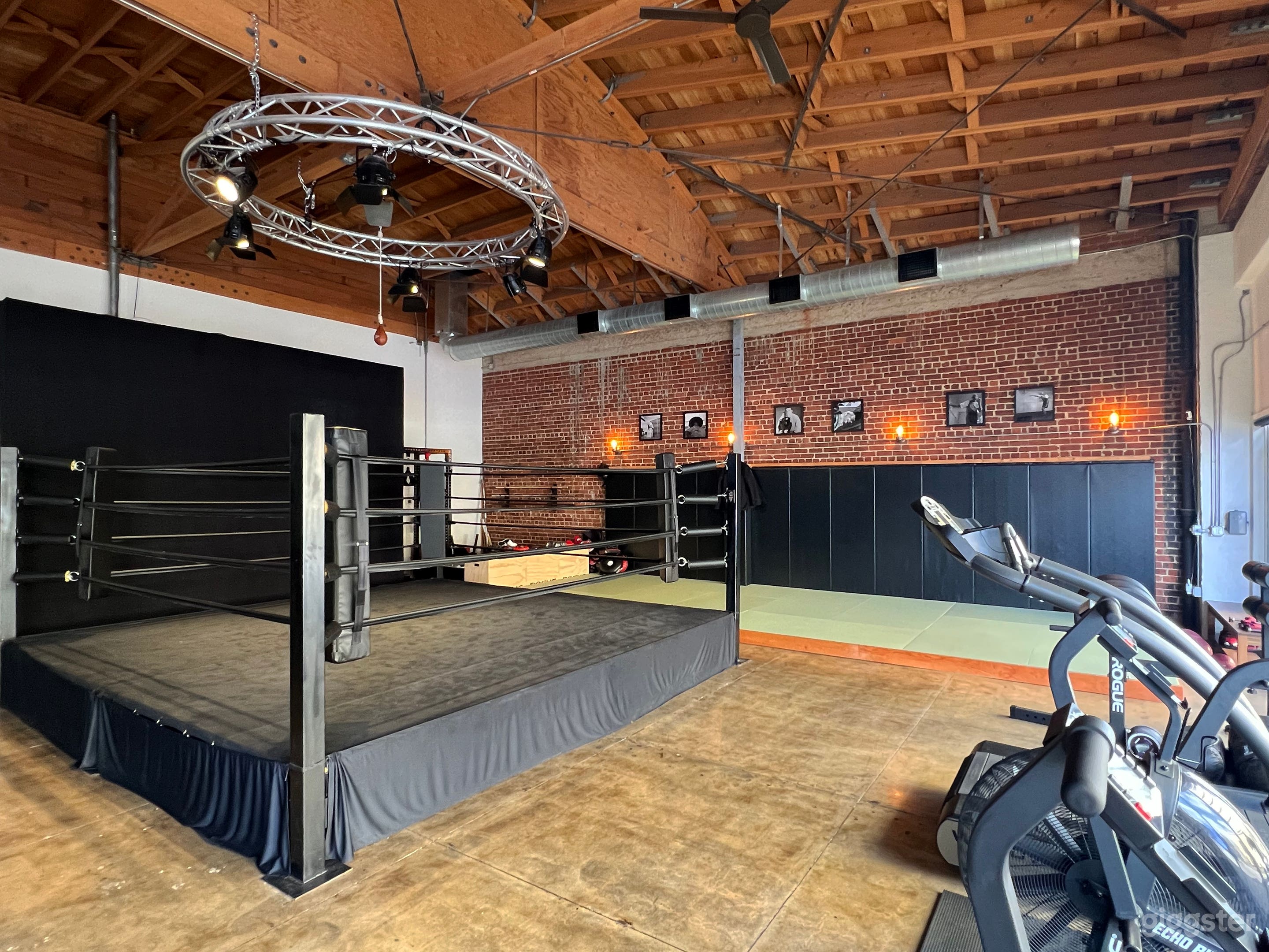 boxing ring and tatami mat training area