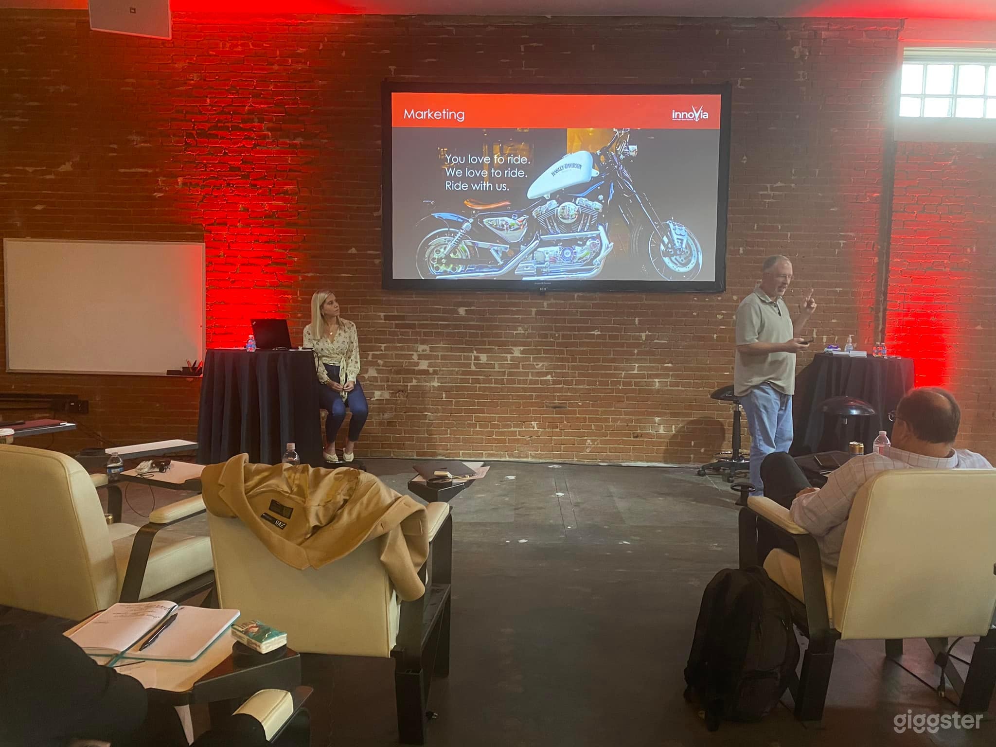 Main room is perfect for a corporate meeting.