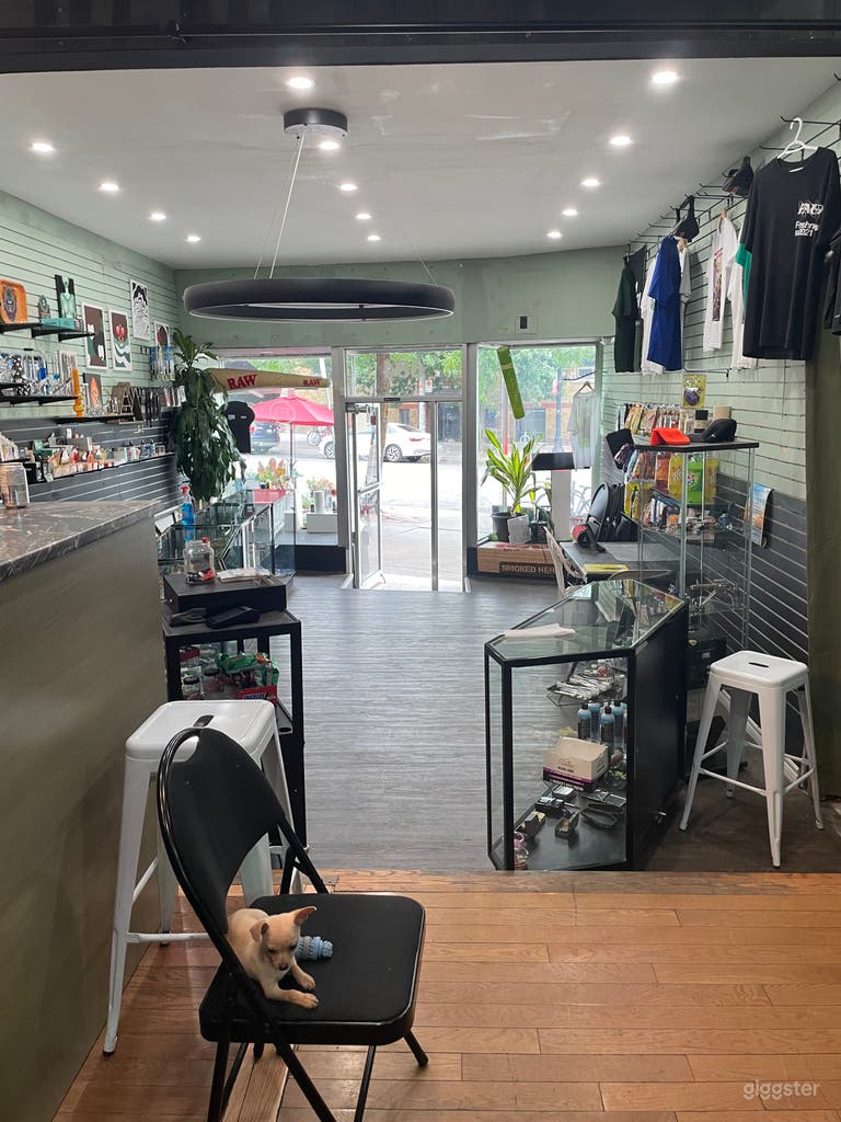  View from the back to the front of the store. Can see the large windows at the front that can be covered.  