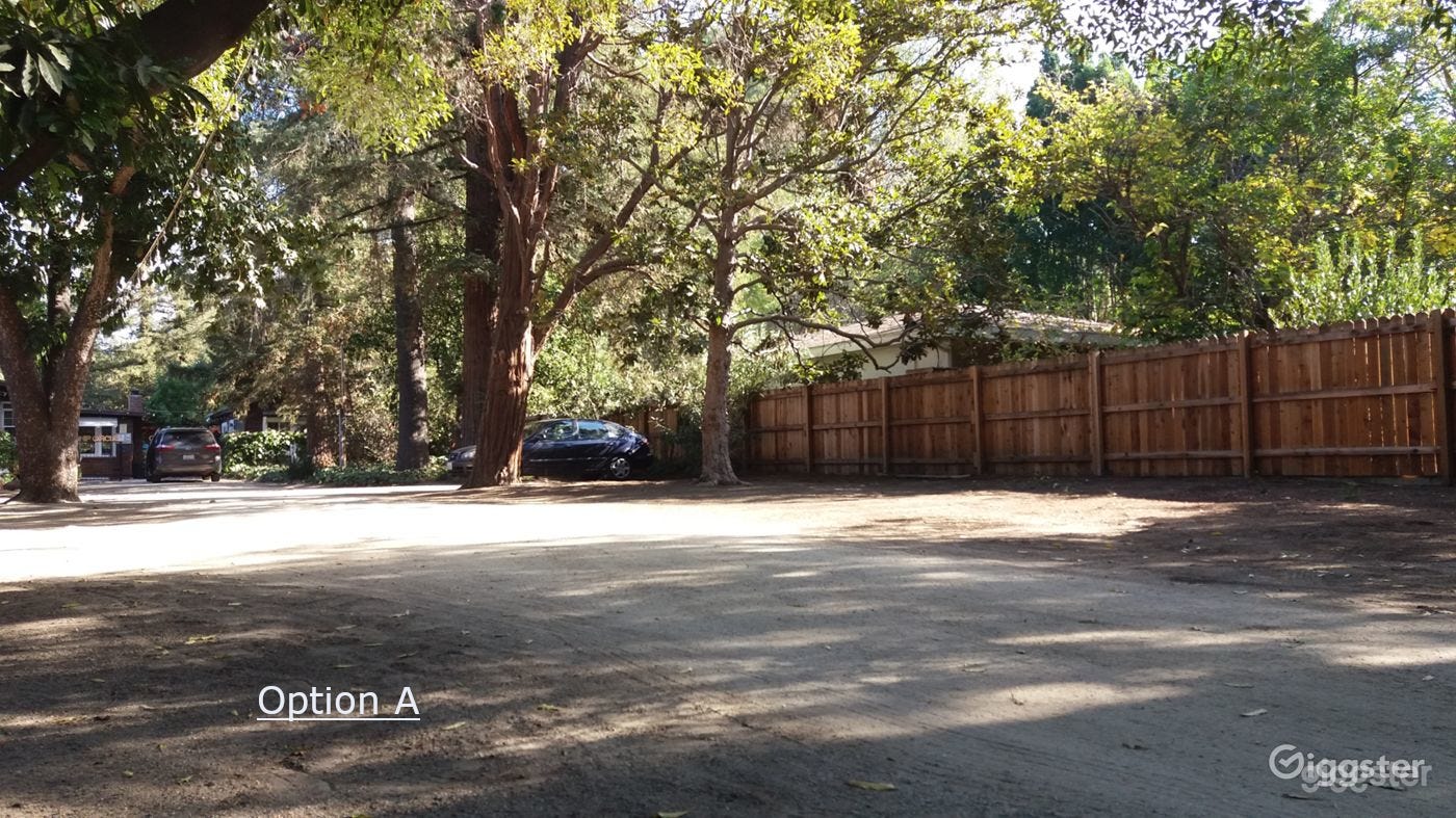 Large parking lot, easy street access; room for 30+ cars, or production trucks and catering vehicles.