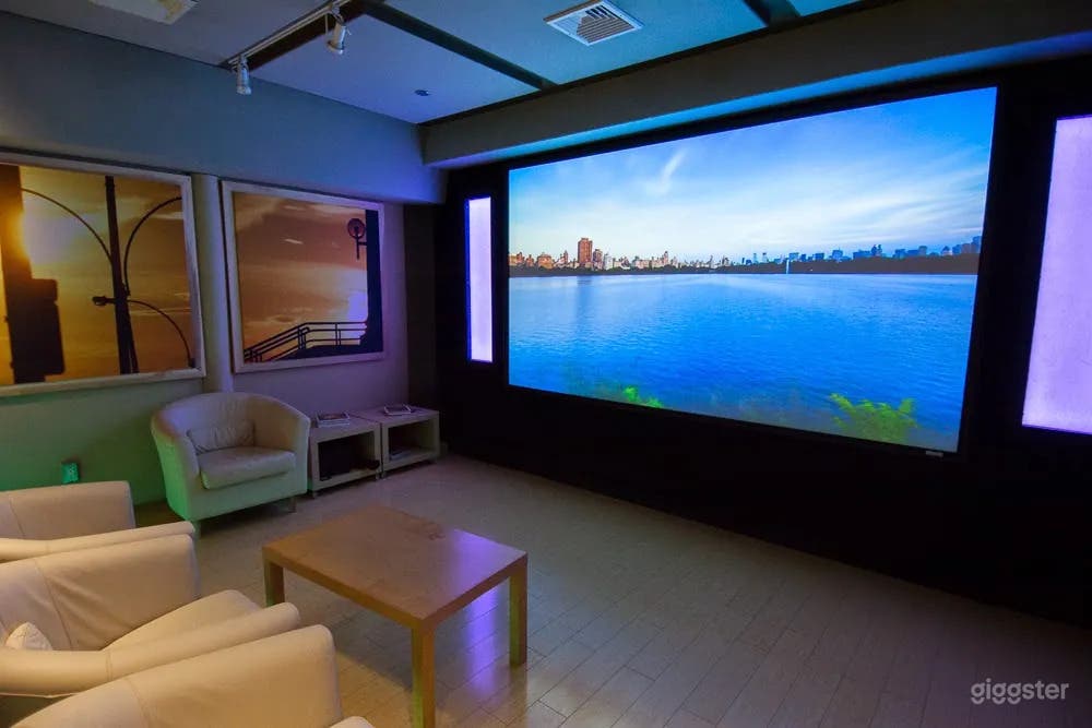 Studio A: Acoustically designed recording space. (Client chairs/sofas, High-quality microphones, Table, Large projected screen &amp; High-Quality speakers, Soundproof room)