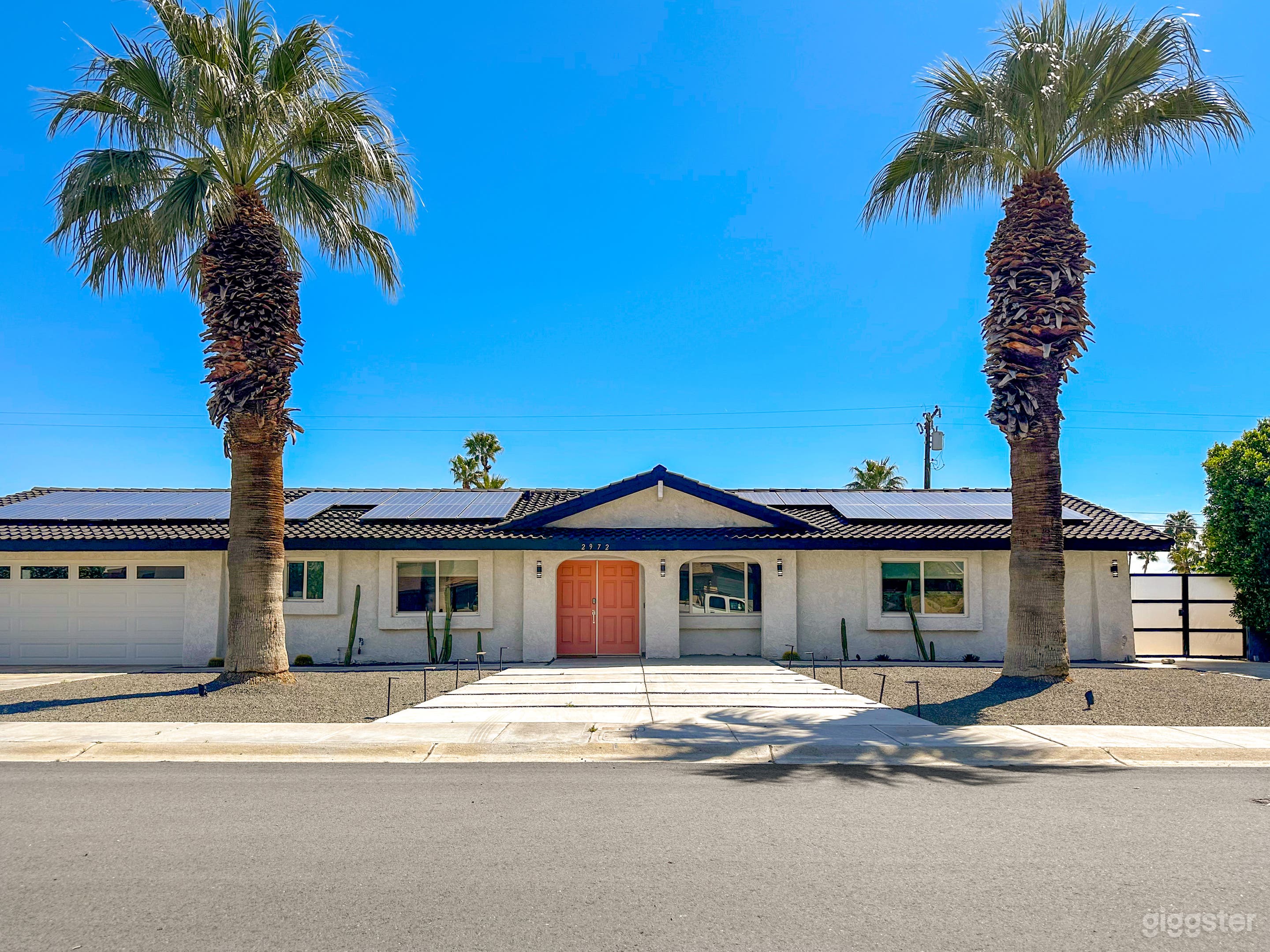 House exterior, solar panels on the roof