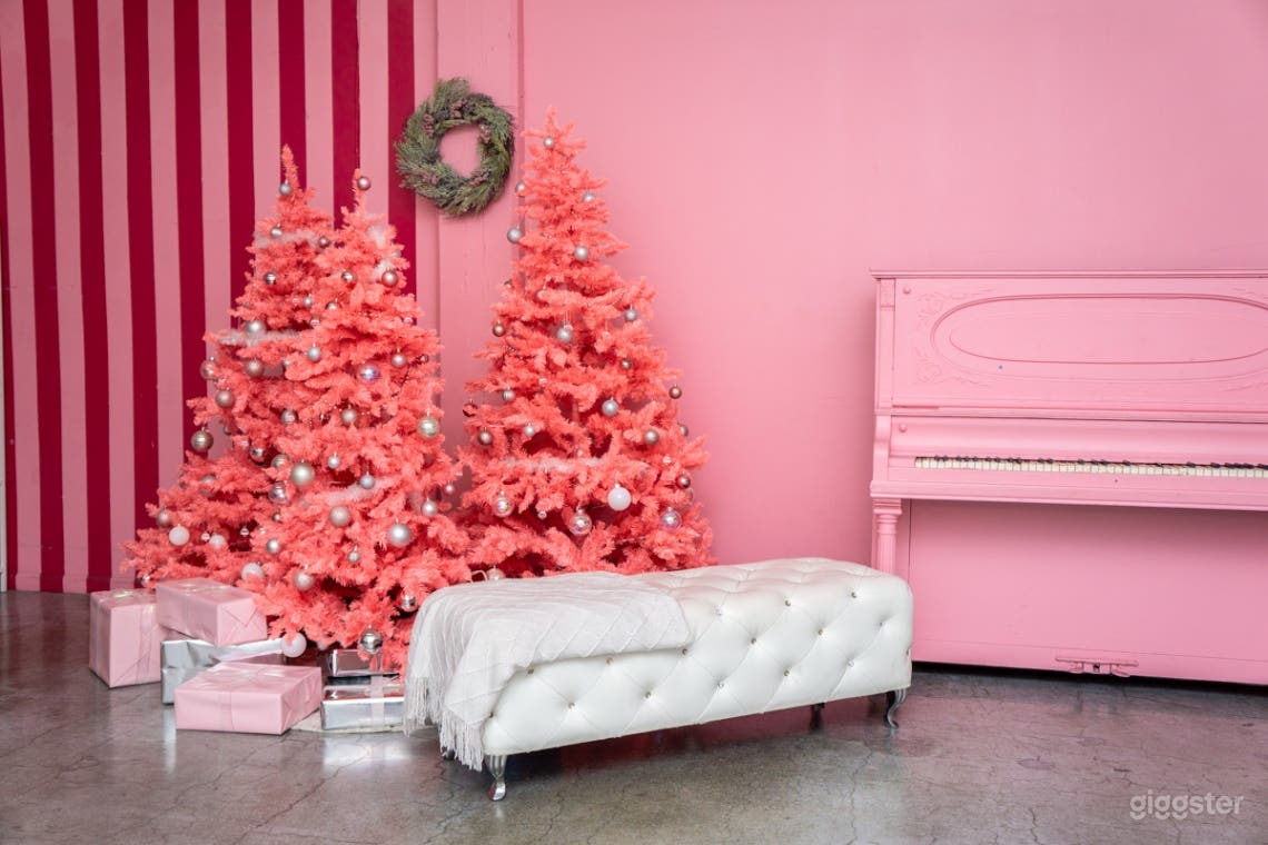 Pink Room with Pink Christmas Trees Photo 1
