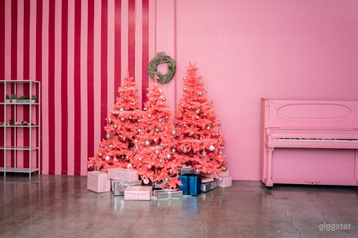 Pink Room with Pink Christmas Trees Photo 2