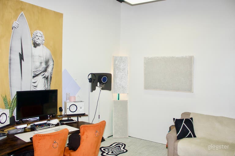  Recording Studio area with Microphone Speakers and  