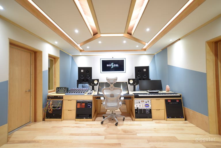  Control room desk, view from the sofa. 