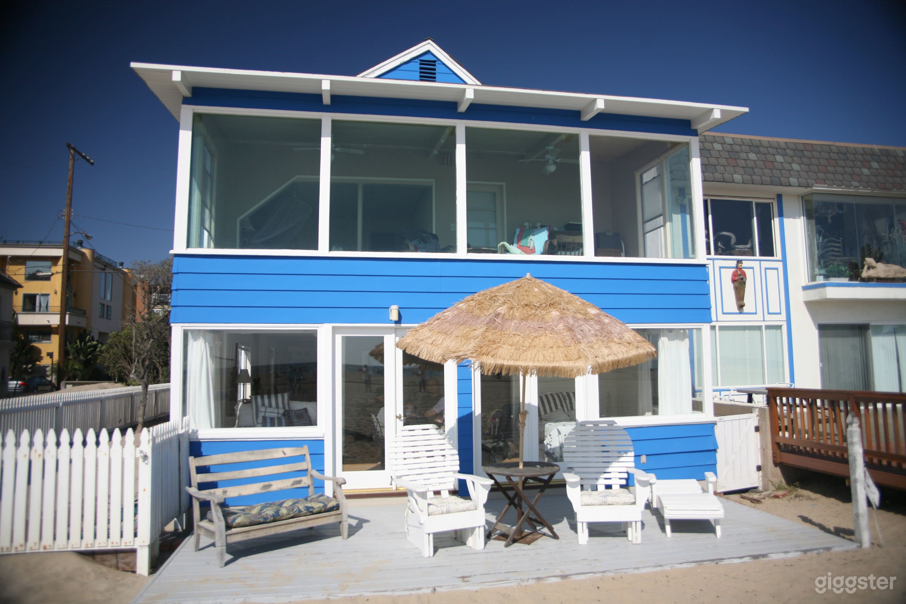 Front deck on sand / beach.