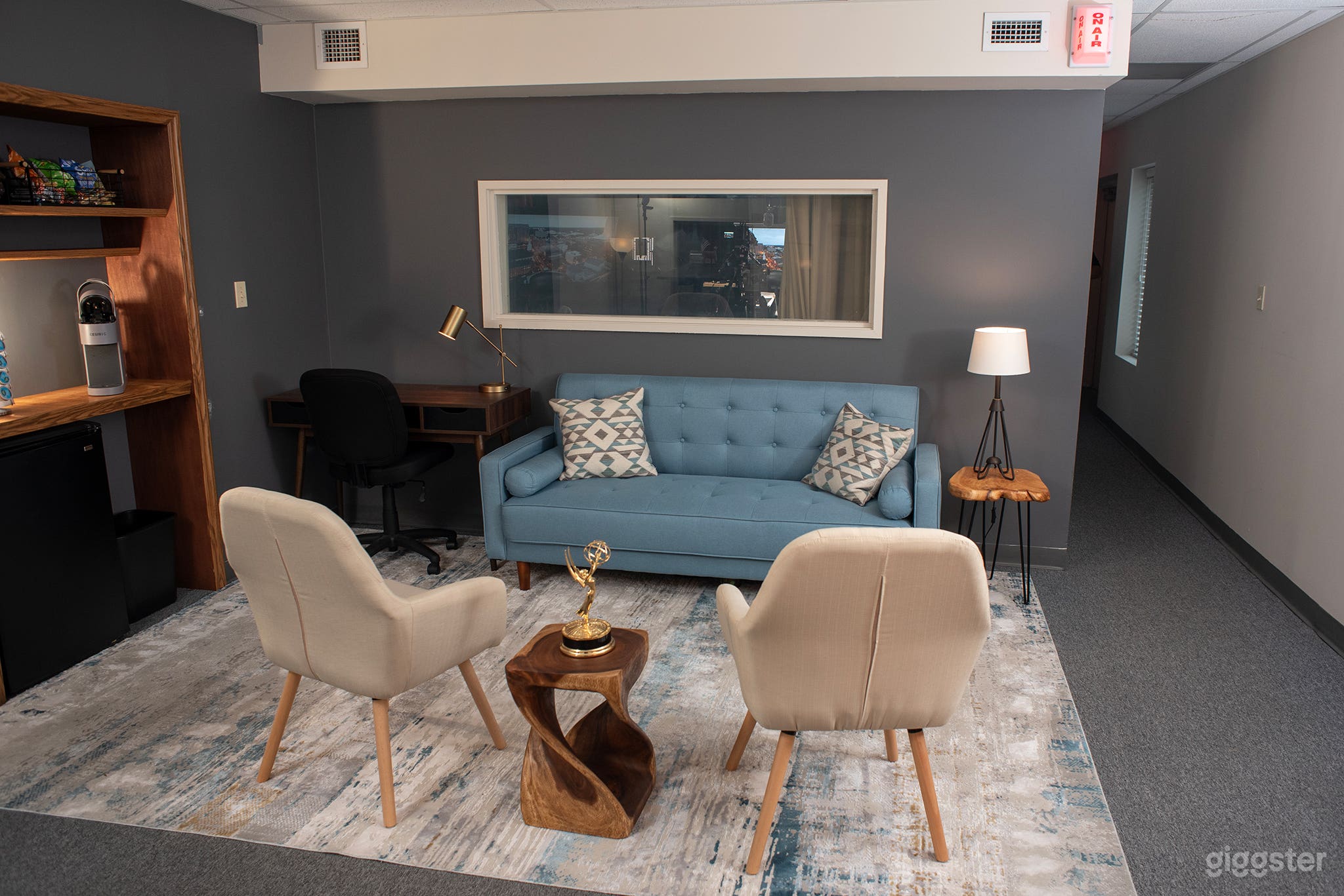 The lounge outside the studio at Charlie Bravo Pictures