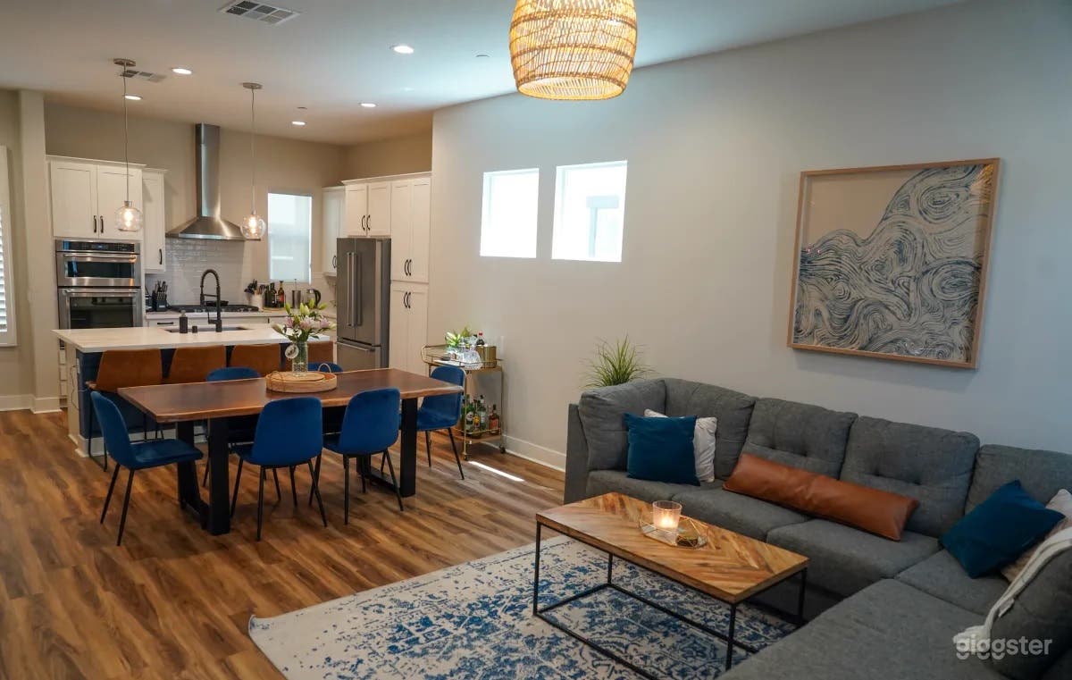 Suburban New House w Modern Mediterranean Backyard Photo 1