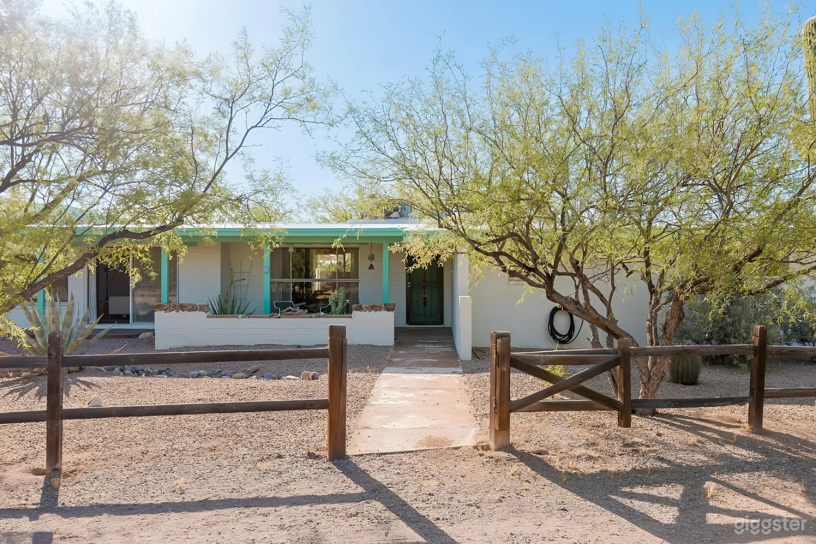 front of house, wood fence