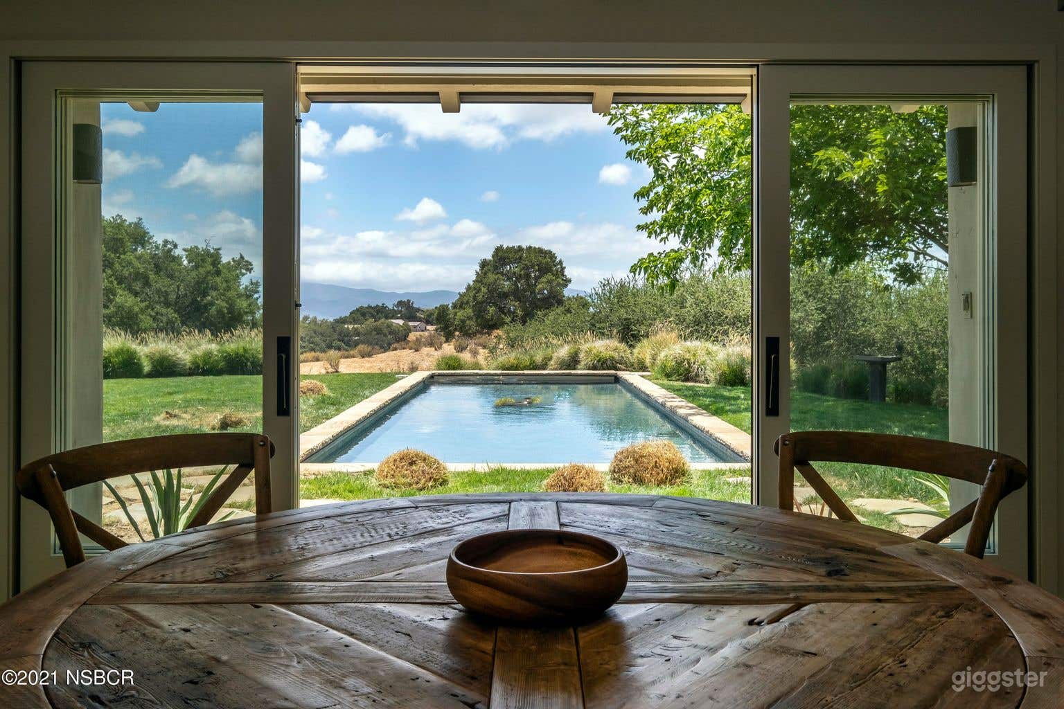 View of the pool from the dinning room