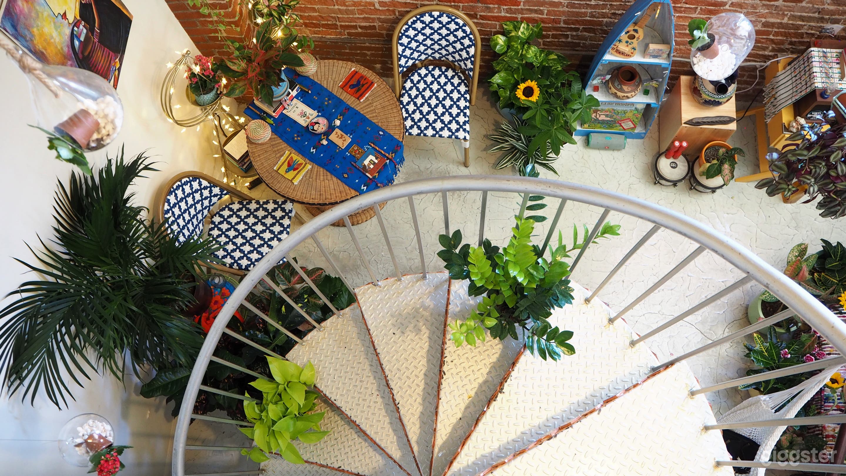 View of the cozy dining nook from your walk down the spiral staircase