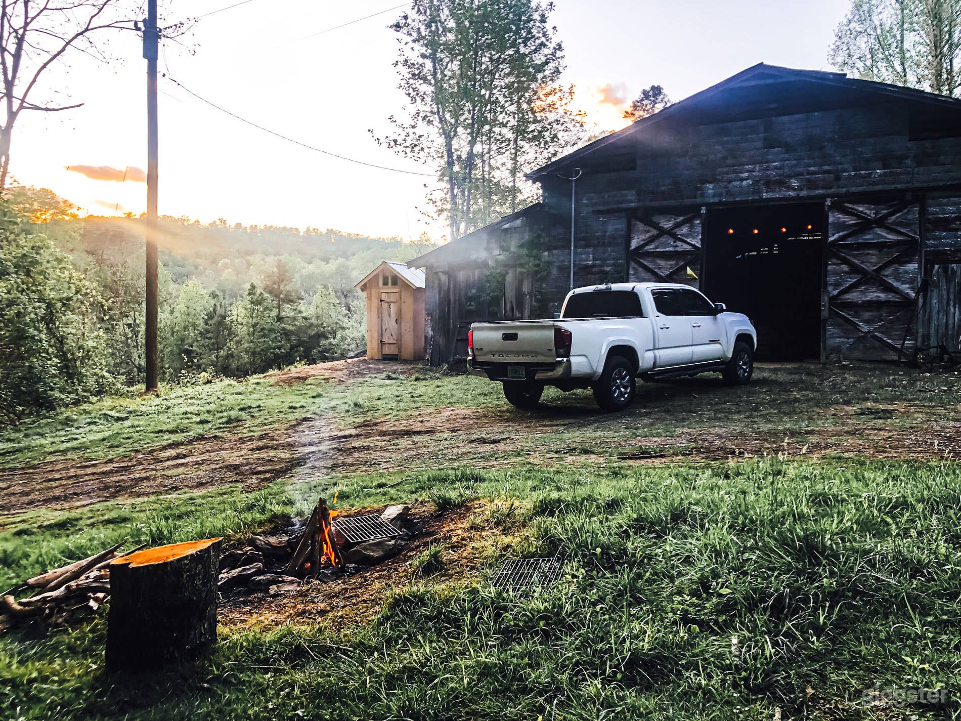 Barn entrance with view of next hill over
