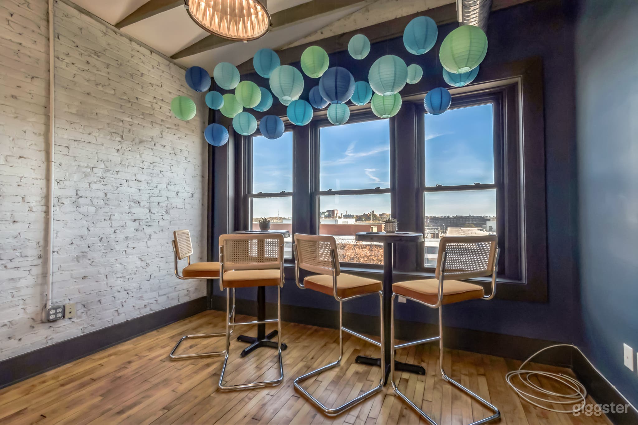 Lovely bar tables and chairs to relax and enjoy the view. 