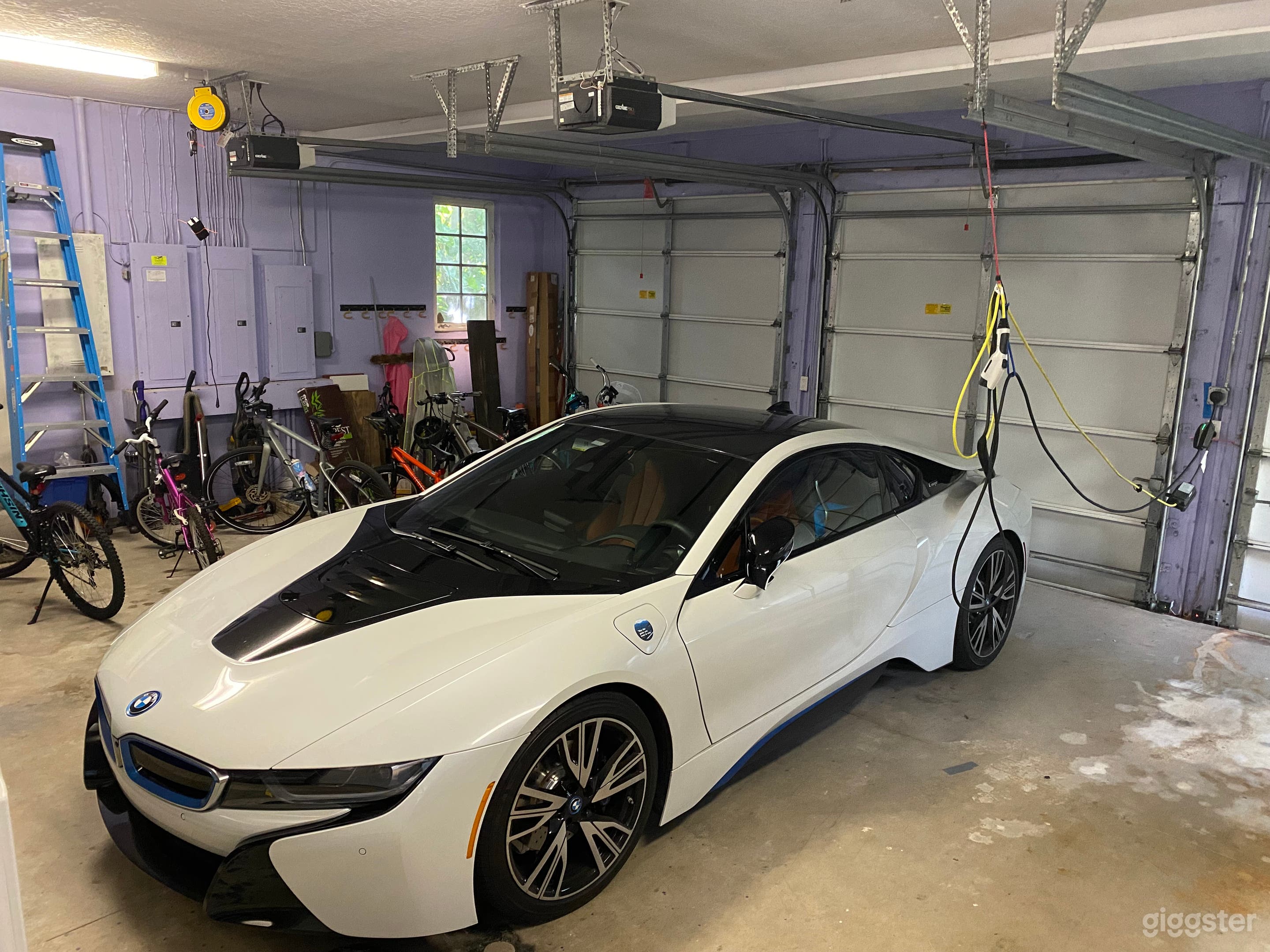 White pearl color with blue stripe