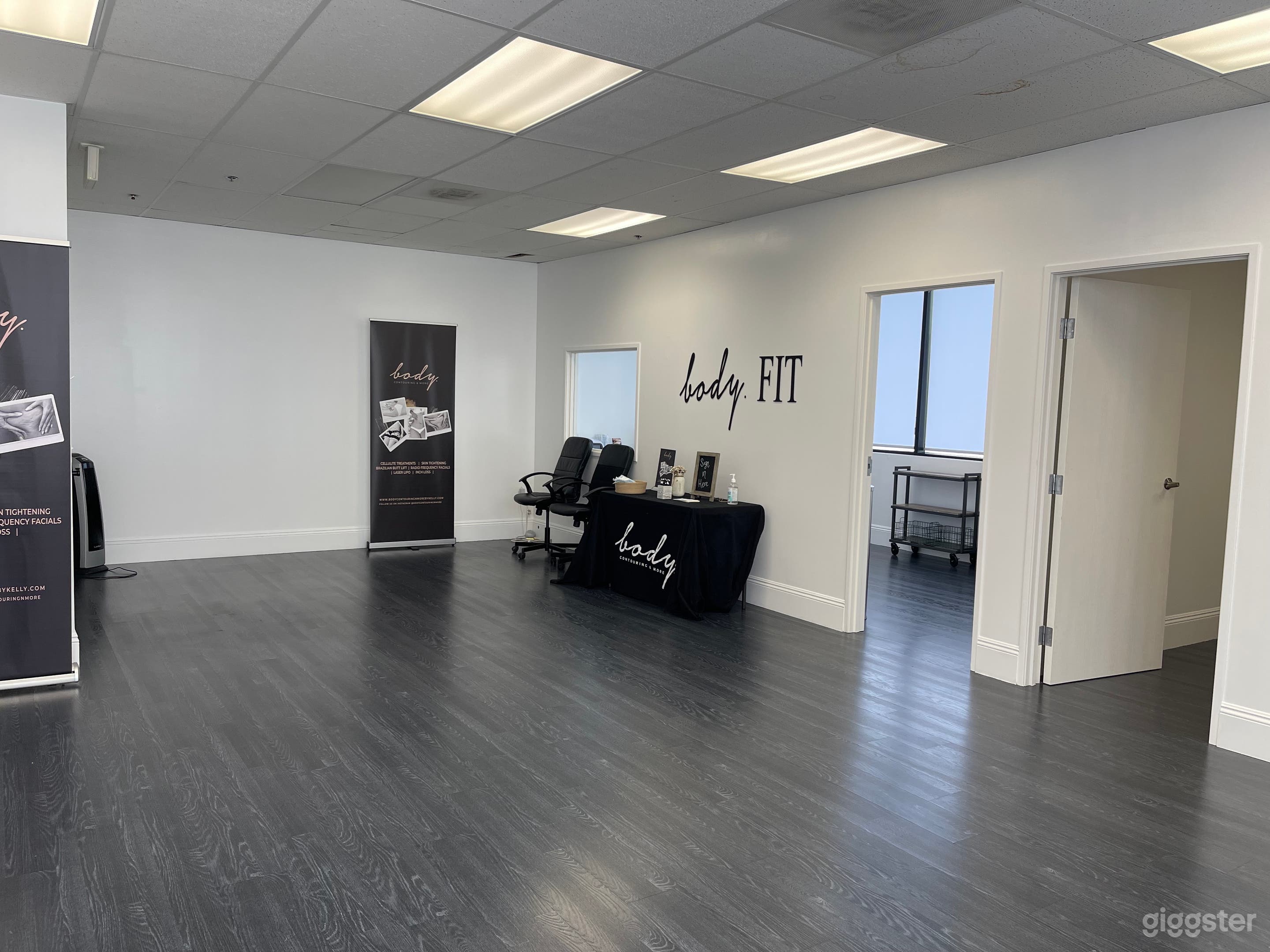 Folding table and chairs available for 20 people